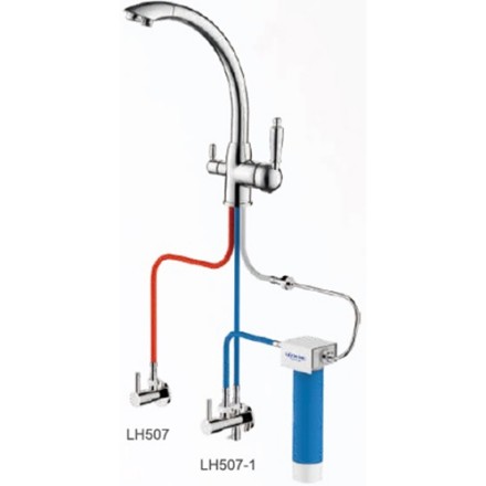 Смеситель для кухни со встроенным фильтром (краном) под питьевую воду Ledeme  L4455-3