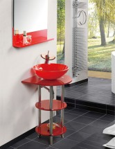 Стеклянная раковина для ванны Ledeme  L151-43-27 красная