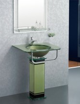 Стеклянная раковина для ванны Ledeme  L141-56 зеленая