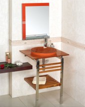 Стеклянная раковина для ванны Ledeme  L205-37-10 оранжевая